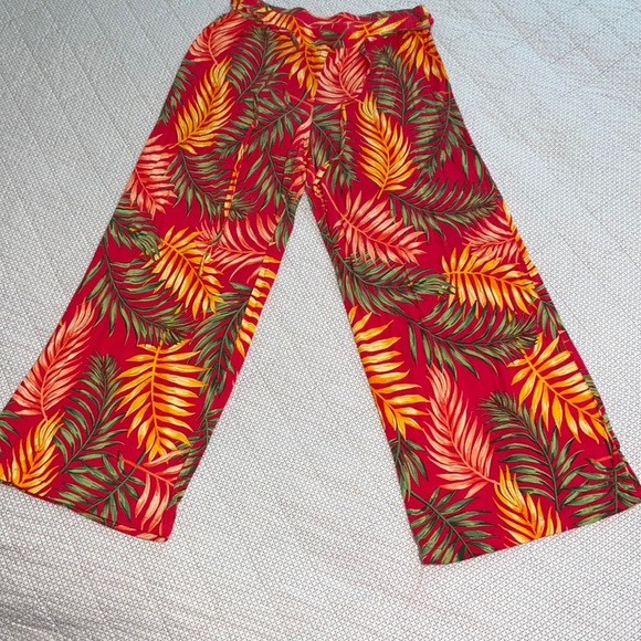 C est 1946 orange tropical print casual wide leg pants, size large - Picture 1 of 6